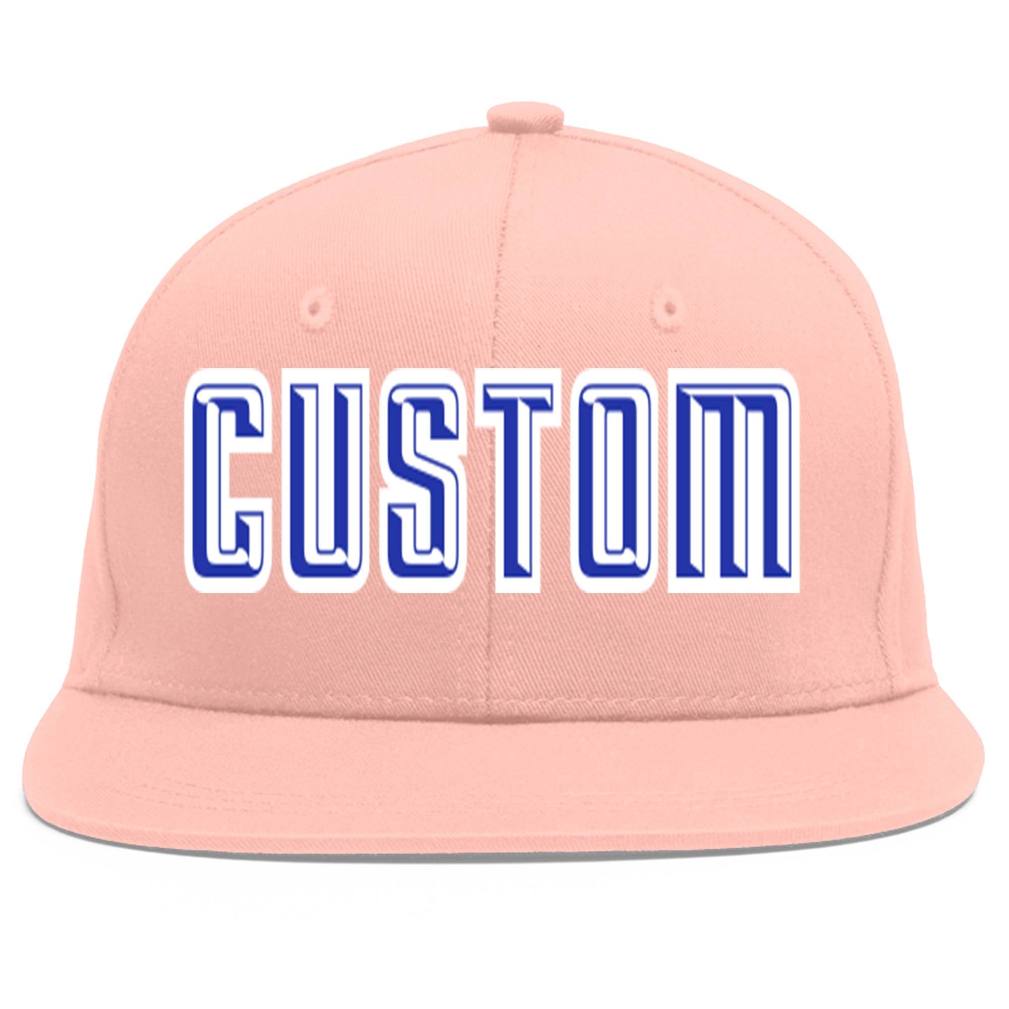 Casquette de baseball sport personnalisée rose Royal-White Flat Eaves