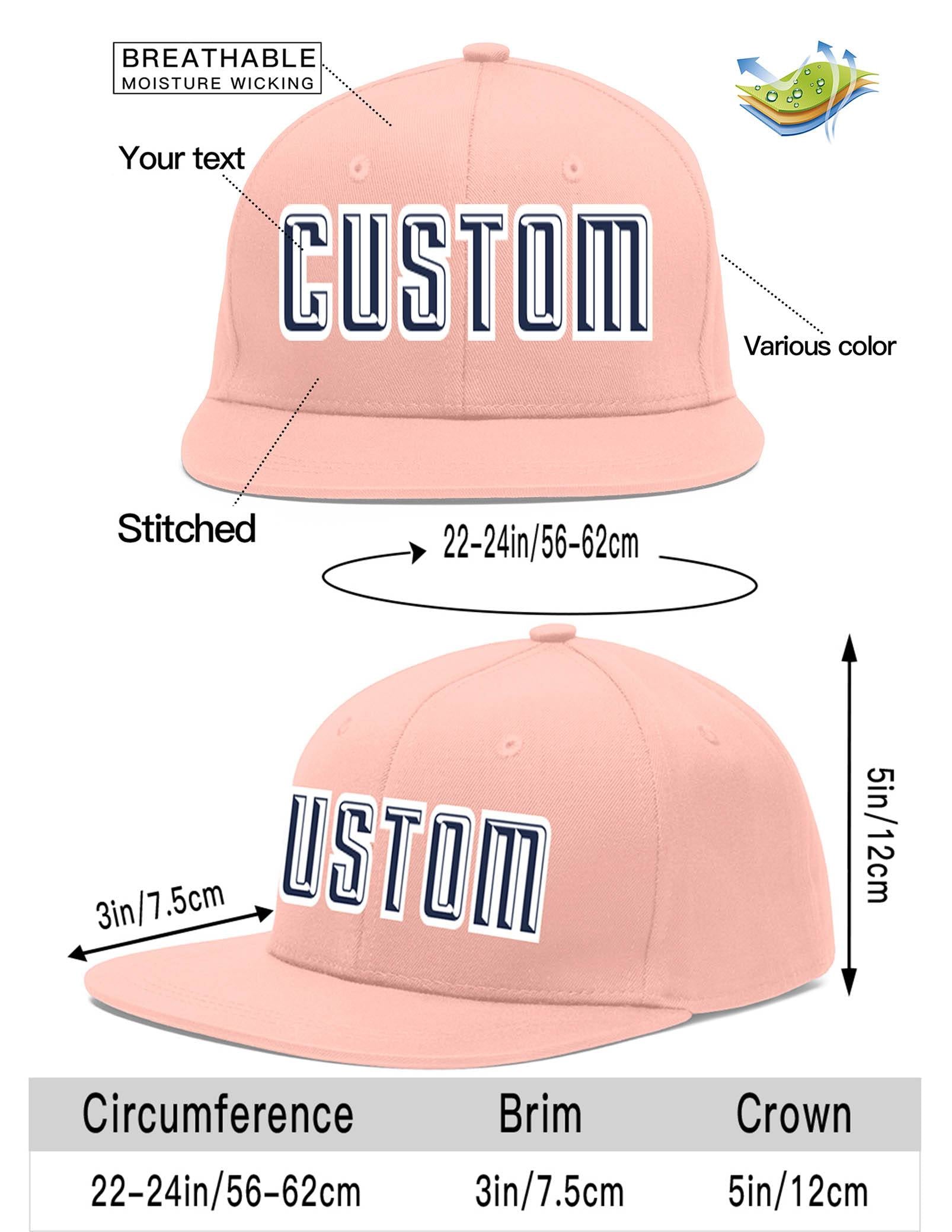 Custom Pink Navy-White Flat Eaves Sport Baseball Cap