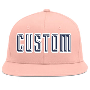 Casquette de baseball sport personnalisée rose marine-blanc à Eaves plates