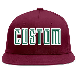 Casquette de baseball personnalisée Crimson Kelly vert-blanc Flat Eaves Sport