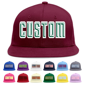 Casquette de baseball personnalisée Crimson Kelly vert-blanc Flat Eaves Sport