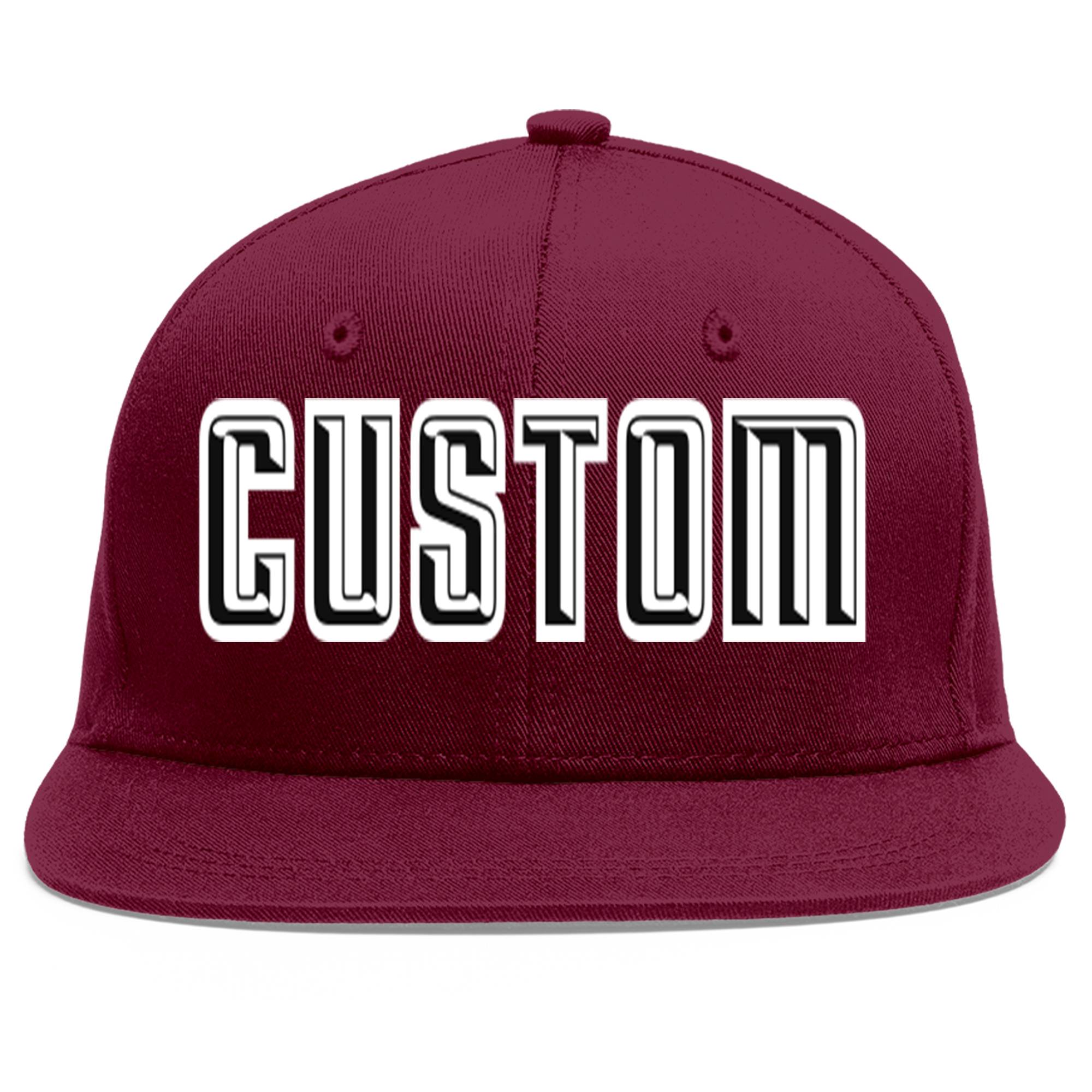 Casquette de baseball personnalisée Crimson Noir-Blanc Flat Eaves Sport