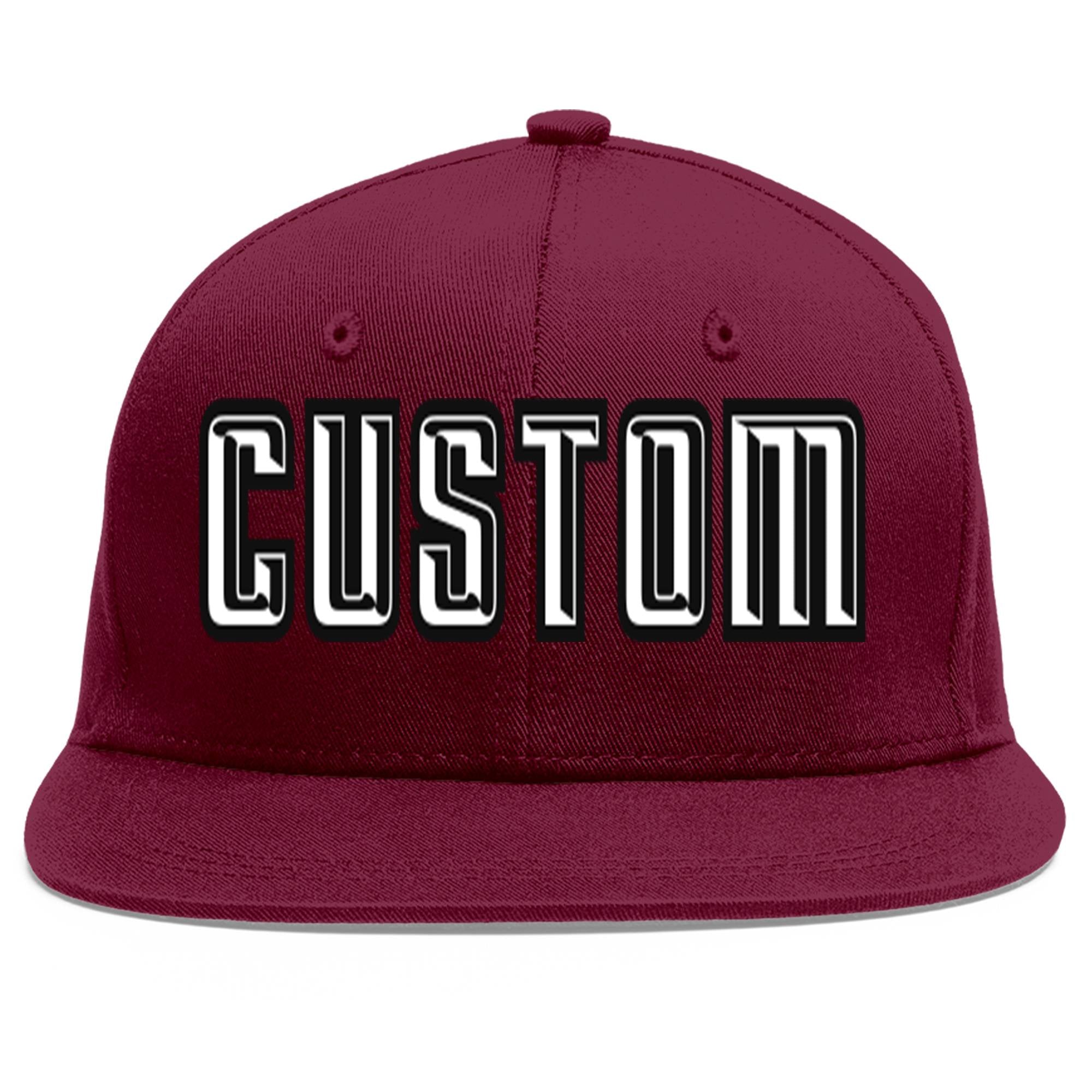 Casquette de baseball personnalisée Crimson White-Black Flat Eaves Sport