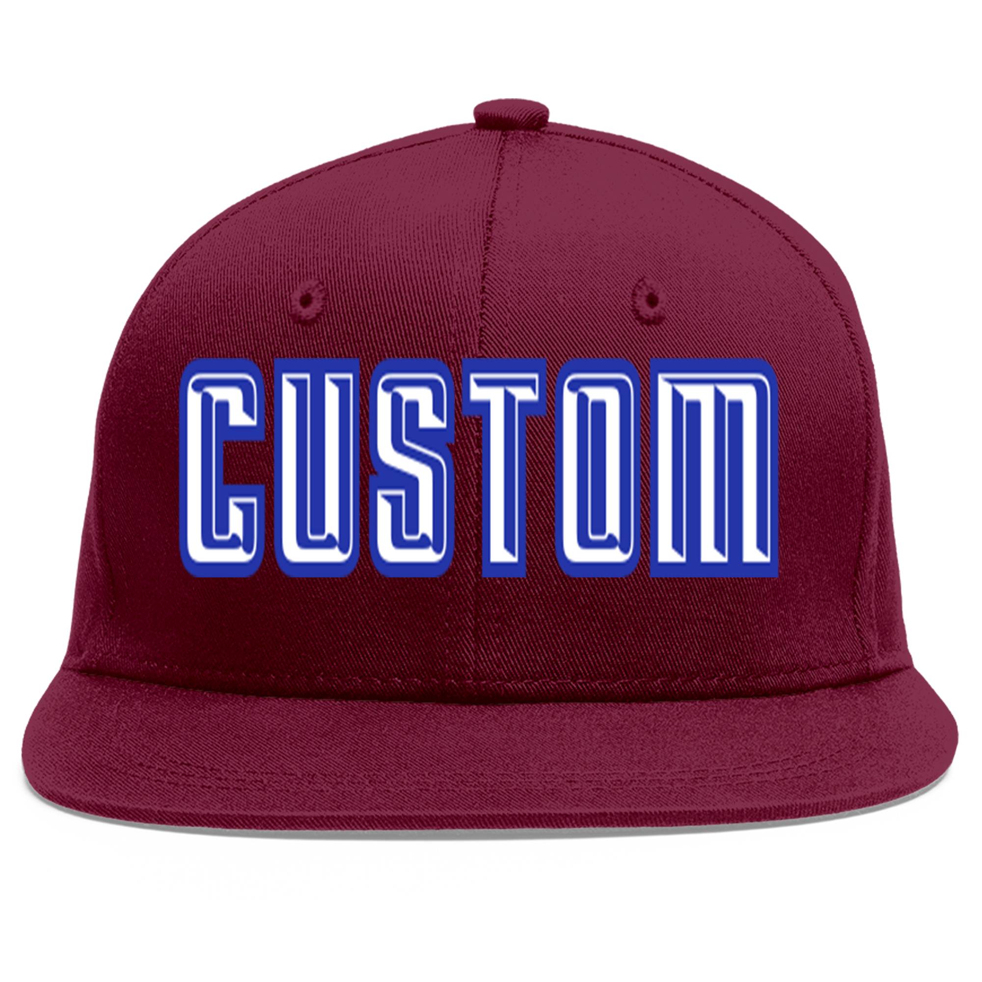 Casquette de baseball personnalisée Crimson White-Royal Flat Eaves Sport