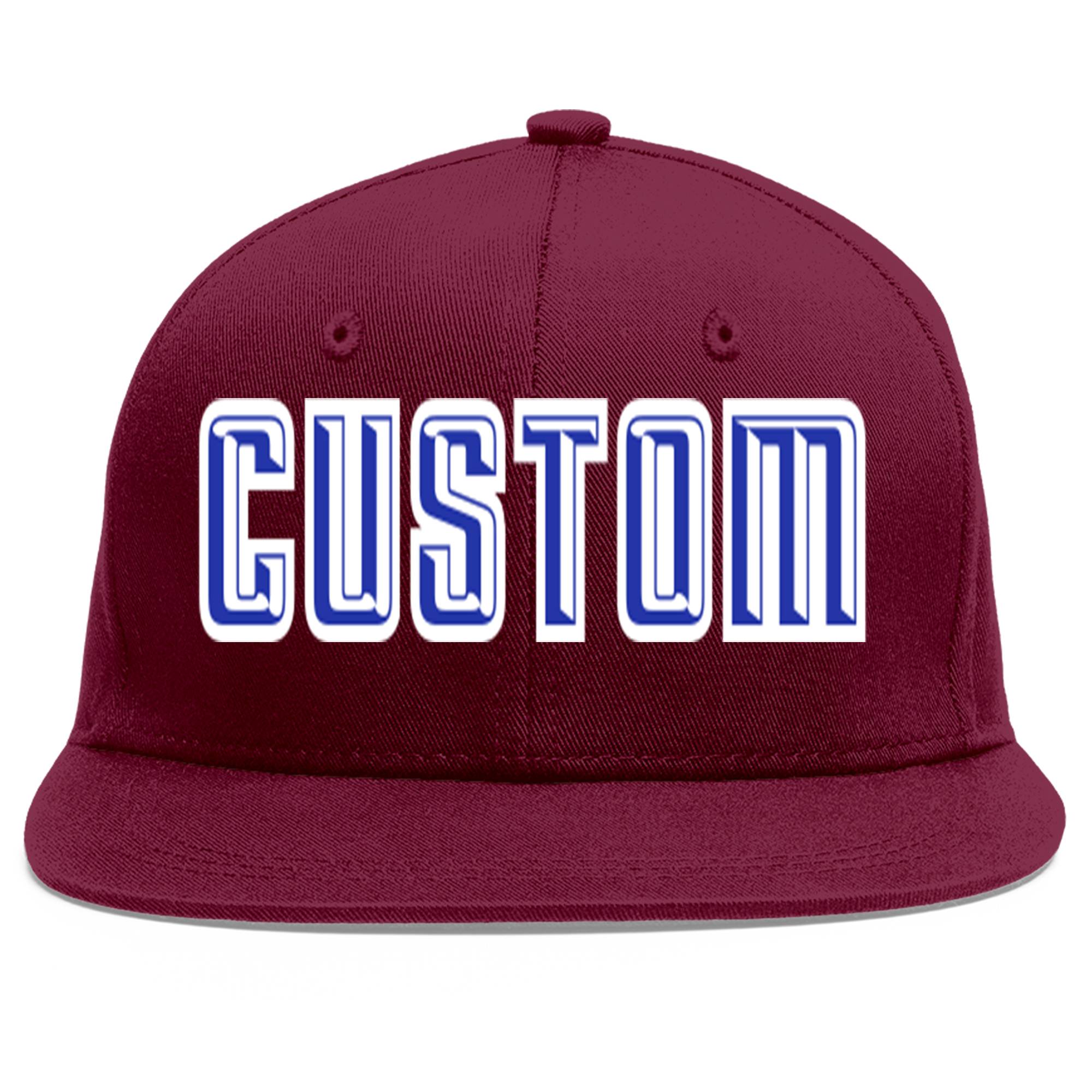 Casquette de baseball sport personnalisée Crimson Royal-White Flat Eaves