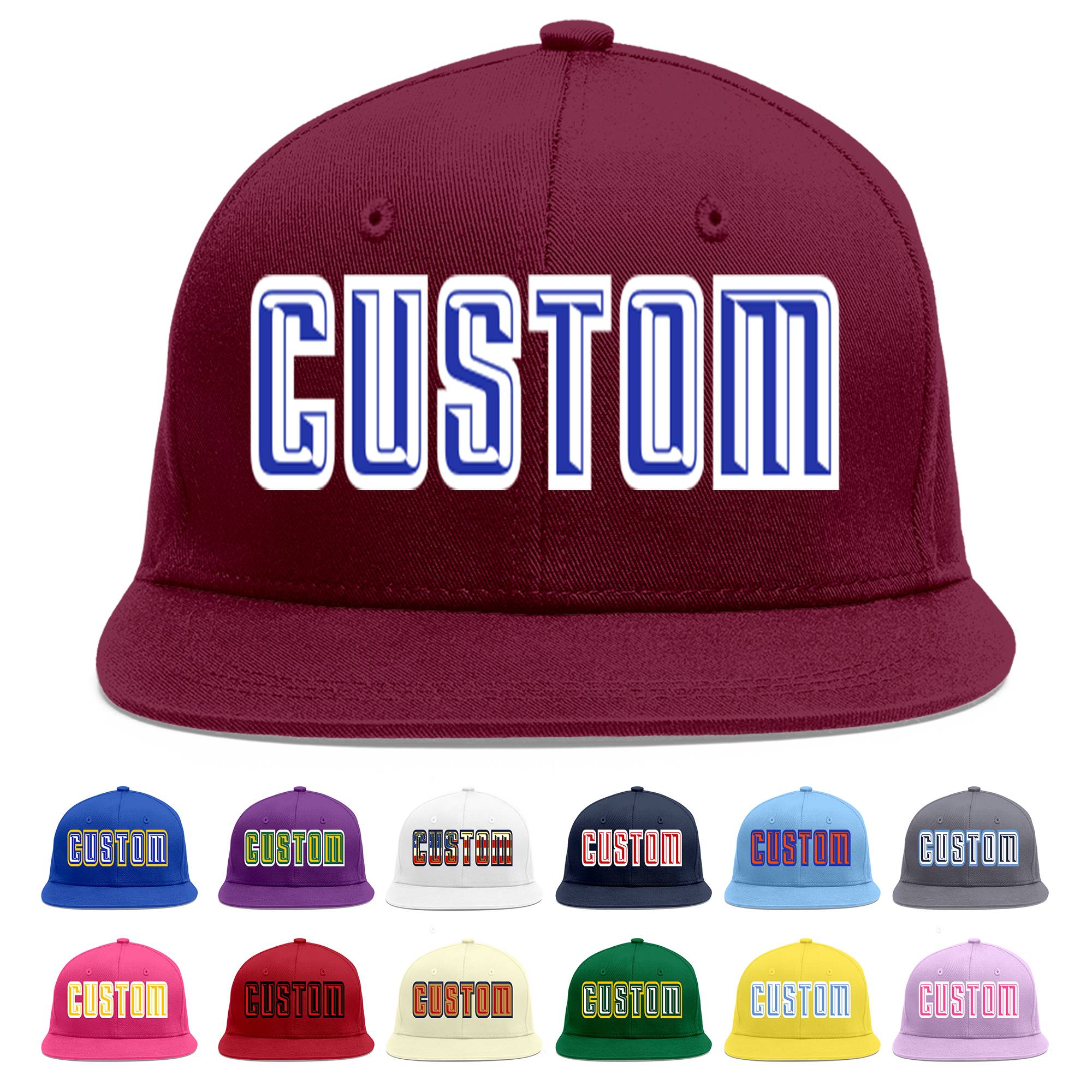 Casquette de baseball sport personnalisée Crimson Royal-White Flat Eaves