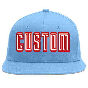 Casquette de baseball sport personnalisée bleu clair blanc-rouge