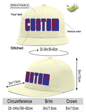 Custom Cream Red-Royal Flat Eaves Sport Baseball Cap