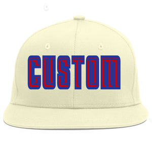 Custom Cream Red-Royal Flat Eaves Sport Baseball Cap