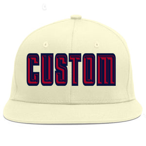 Casquette de baseball sport personnalisée crème rouge-marine Flat Eaves