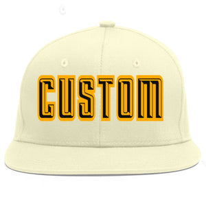 Casquette de baseball sport plate Eaves crème personnalisée noir-jaune