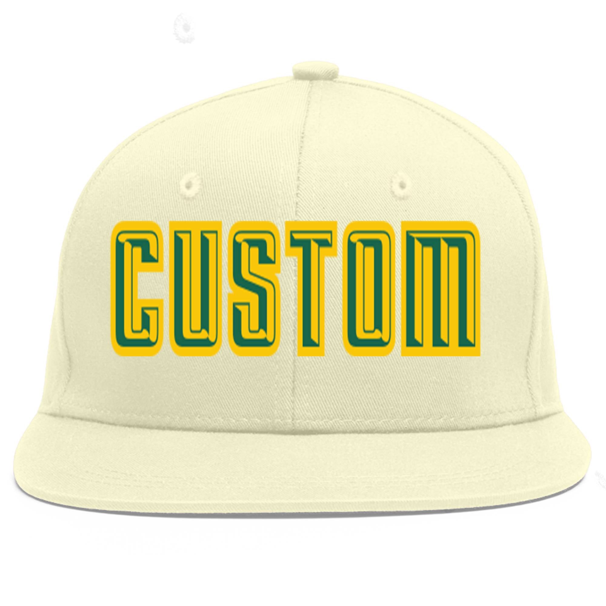 Casquette de baseball personnalisée Kelly Green-Gold Flat Eaves Sport