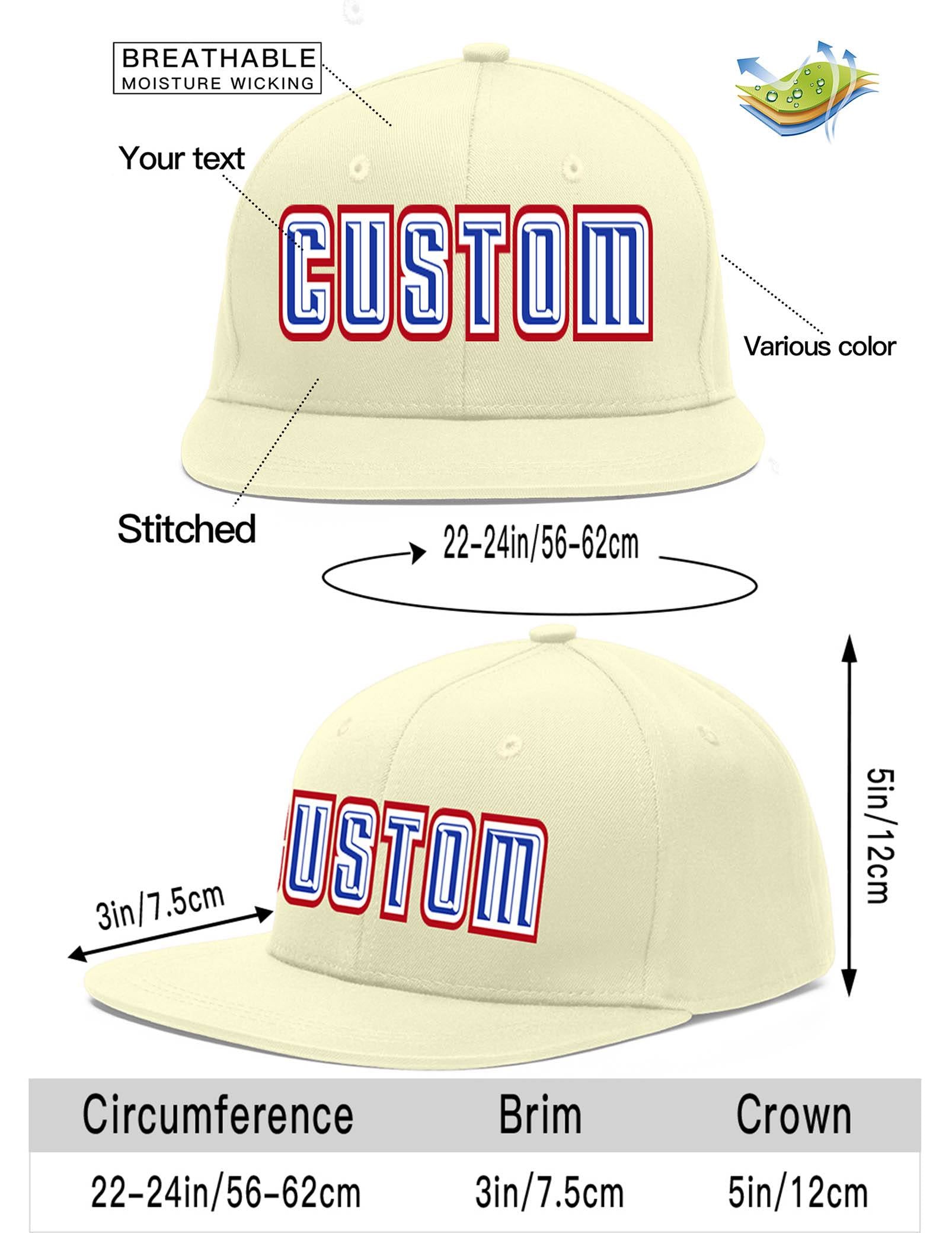 Custom Cream Royal-White Flat Eaves Sport Baseball Cap