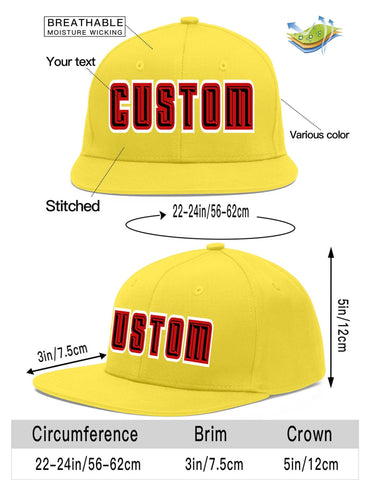 Custom Light Gold Black-Red Flat Eaves Sport Baseball Cap