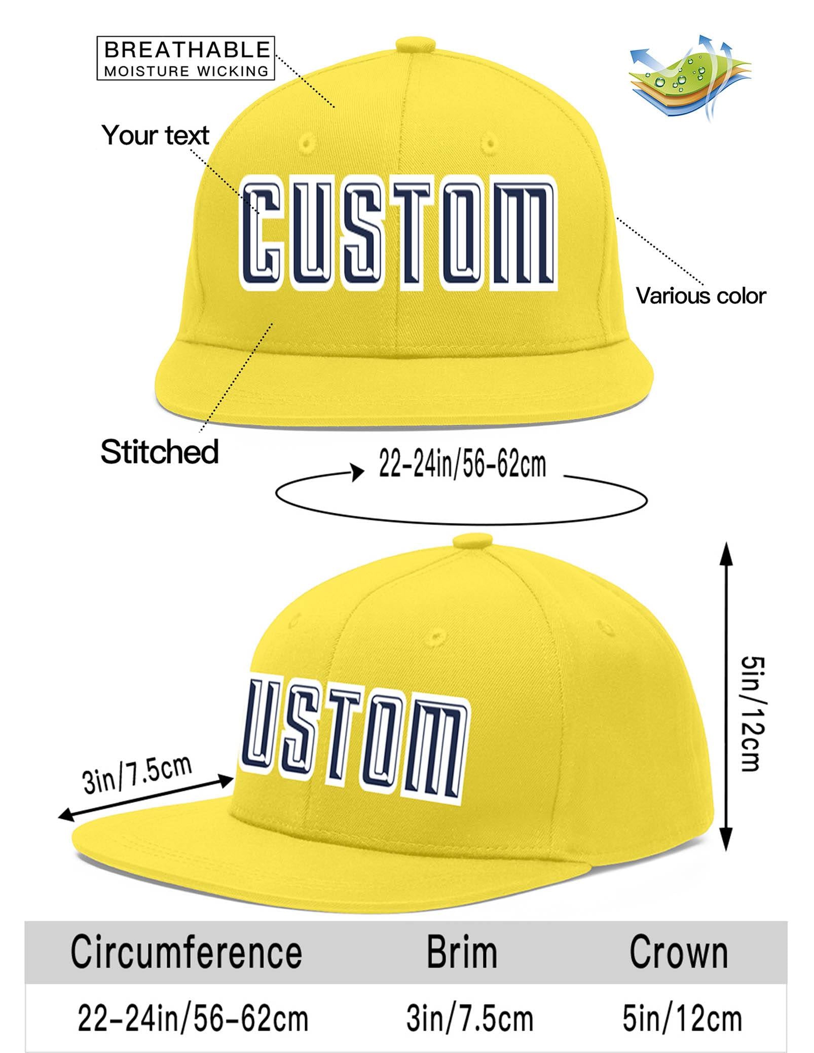 Custom Light Gold Navy-White Flat Eaves Sport Baseball Cap