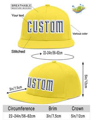 Custom Light Gold Navy-White Flat Eaves Sport Baseball Cap