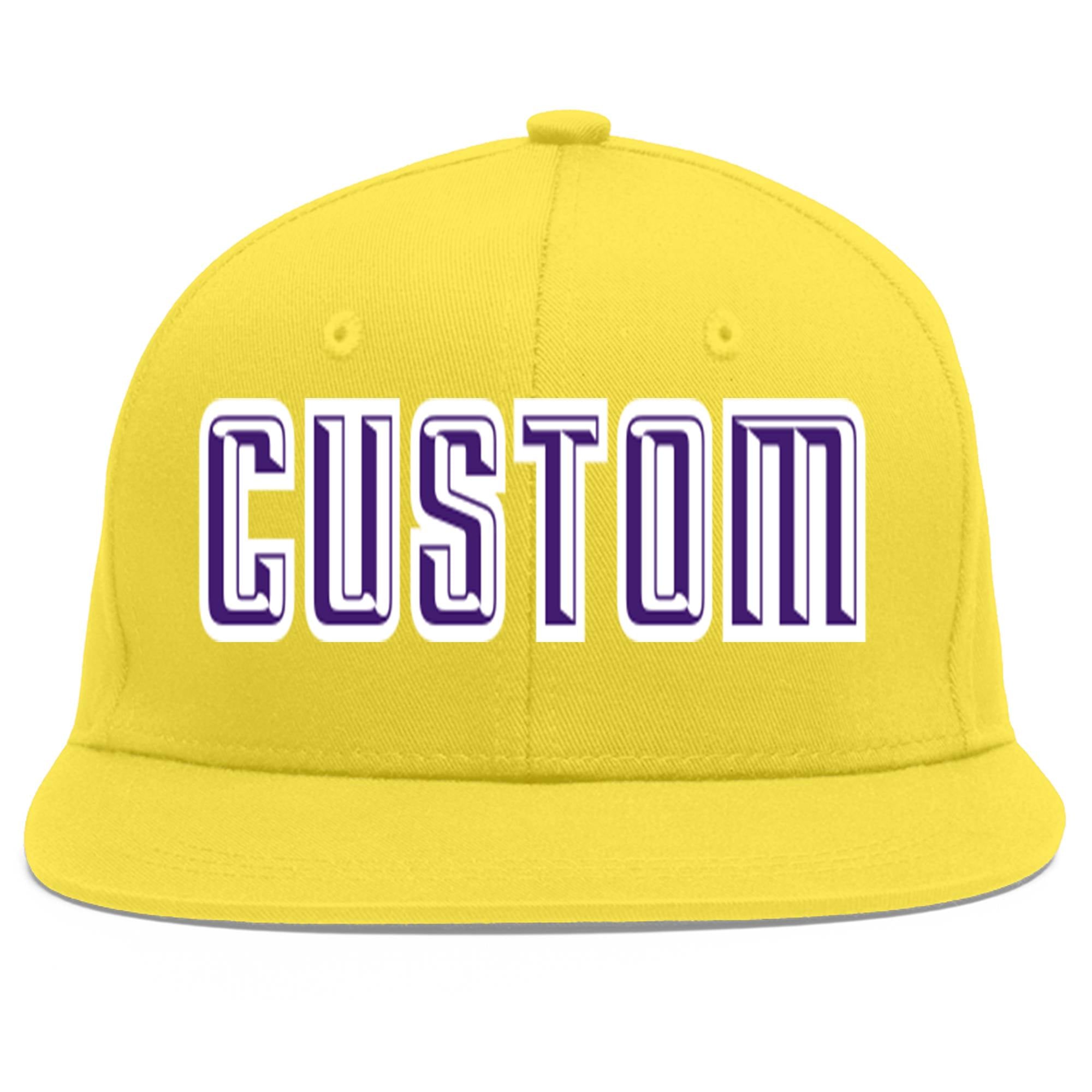 Casquette de baseball sport personnalisée or clair violet-blanc Flat Eaves