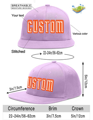 Custom Light Purple White-Orange Flat Eaves Sport Baseball Cap