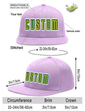 Casquette de baseball de sport personnalisée, violet clair, or-Kelly Green Flat Eaves