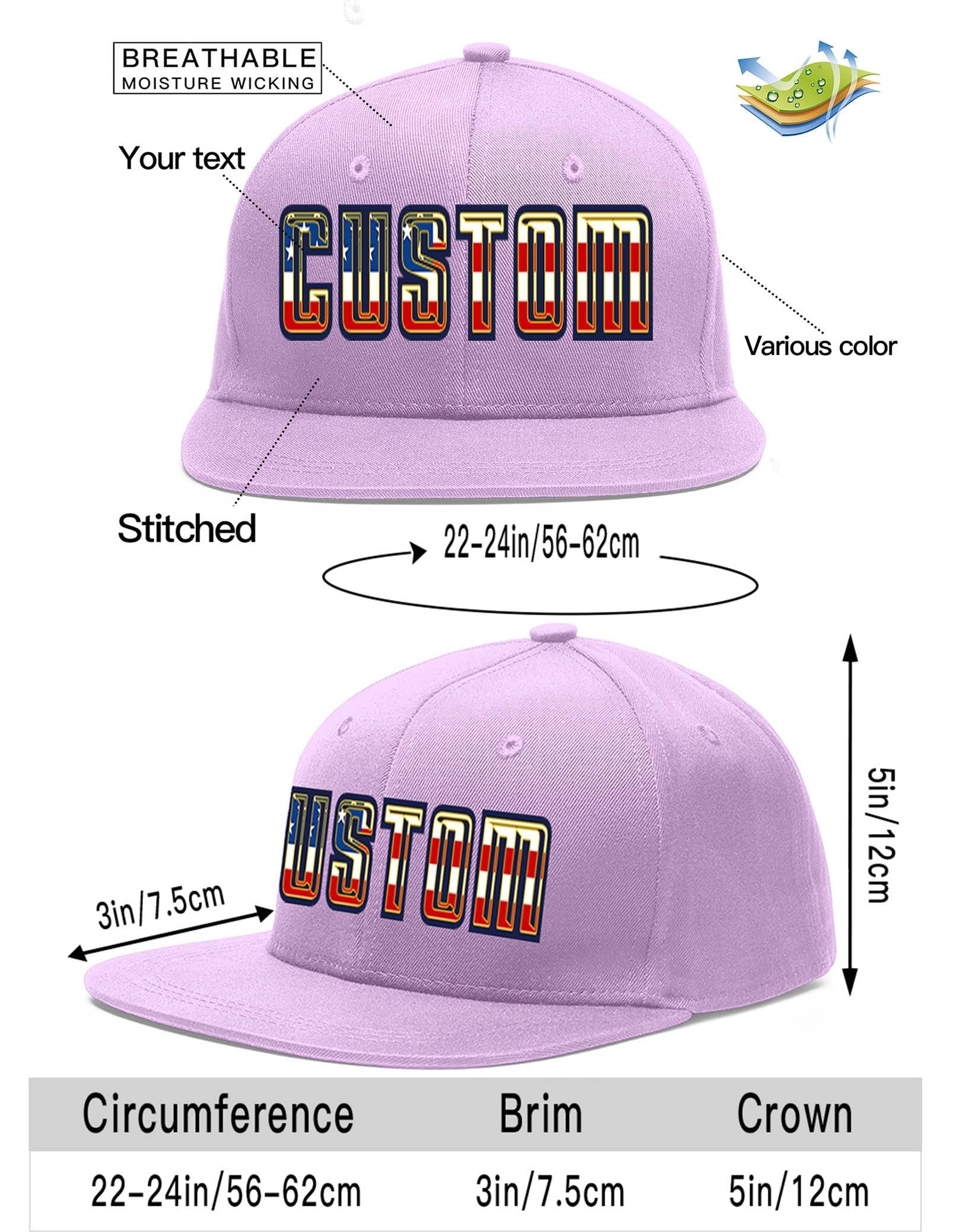 Custom Light Purple Vintage USA Flag-Gold Flat Eaves Sport Baseball Cap