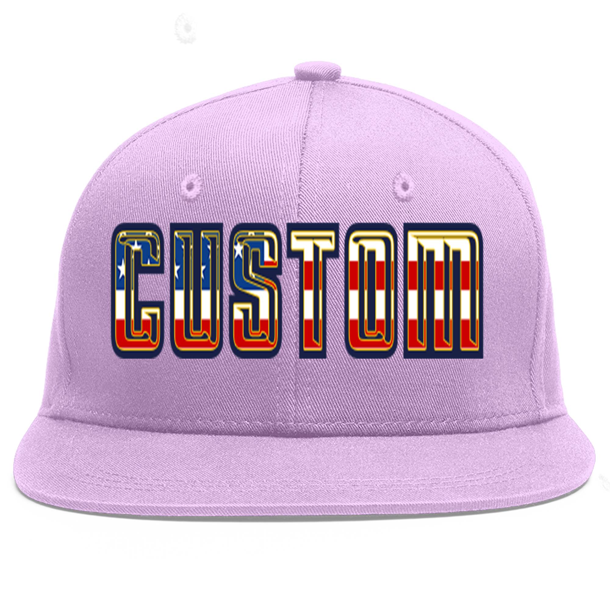 Custom Light Purple Vintage USA Flag-Gold Flat Eaves Sport Baseball Cap