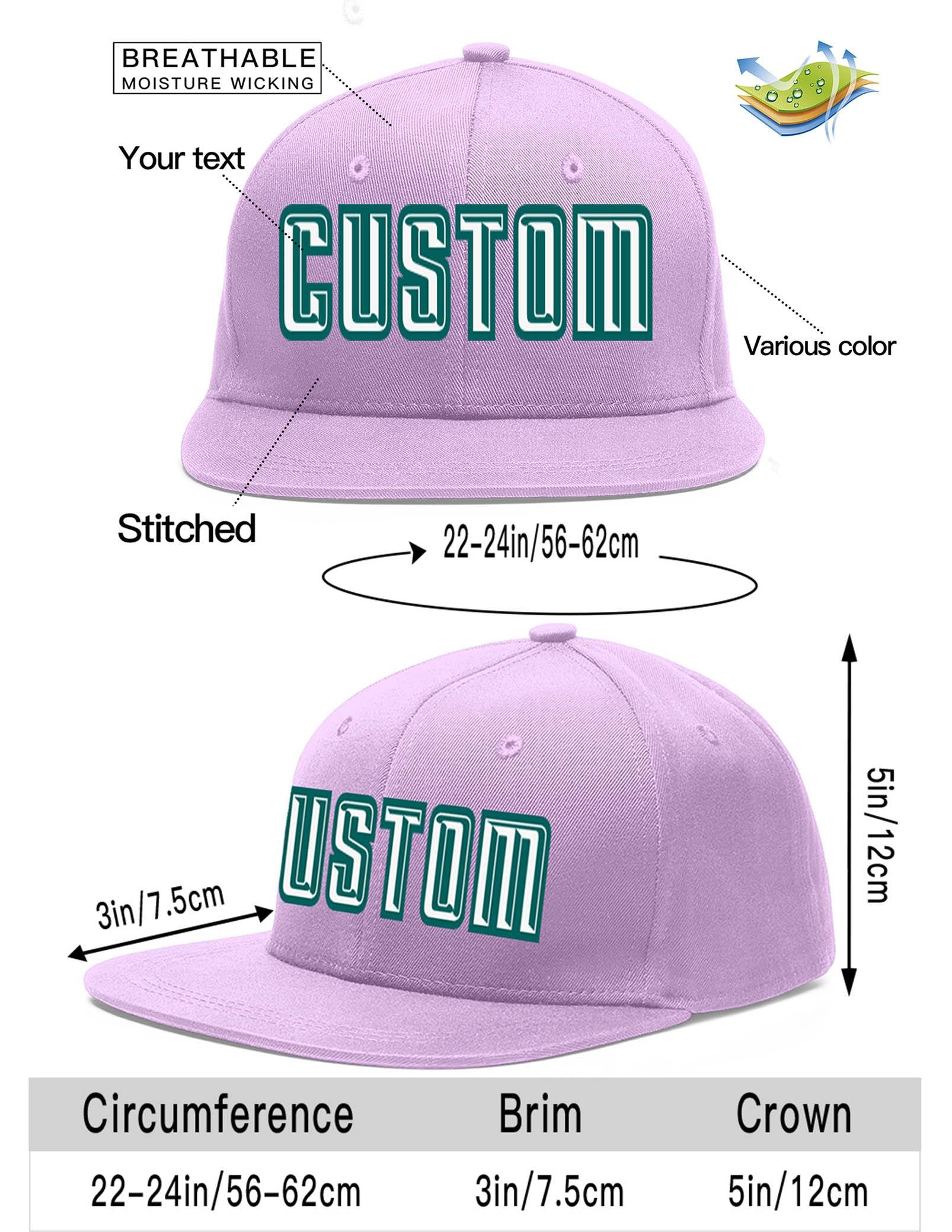 Custom Light Purple White-Aqua Flat Eaves Sport Baseball Cap