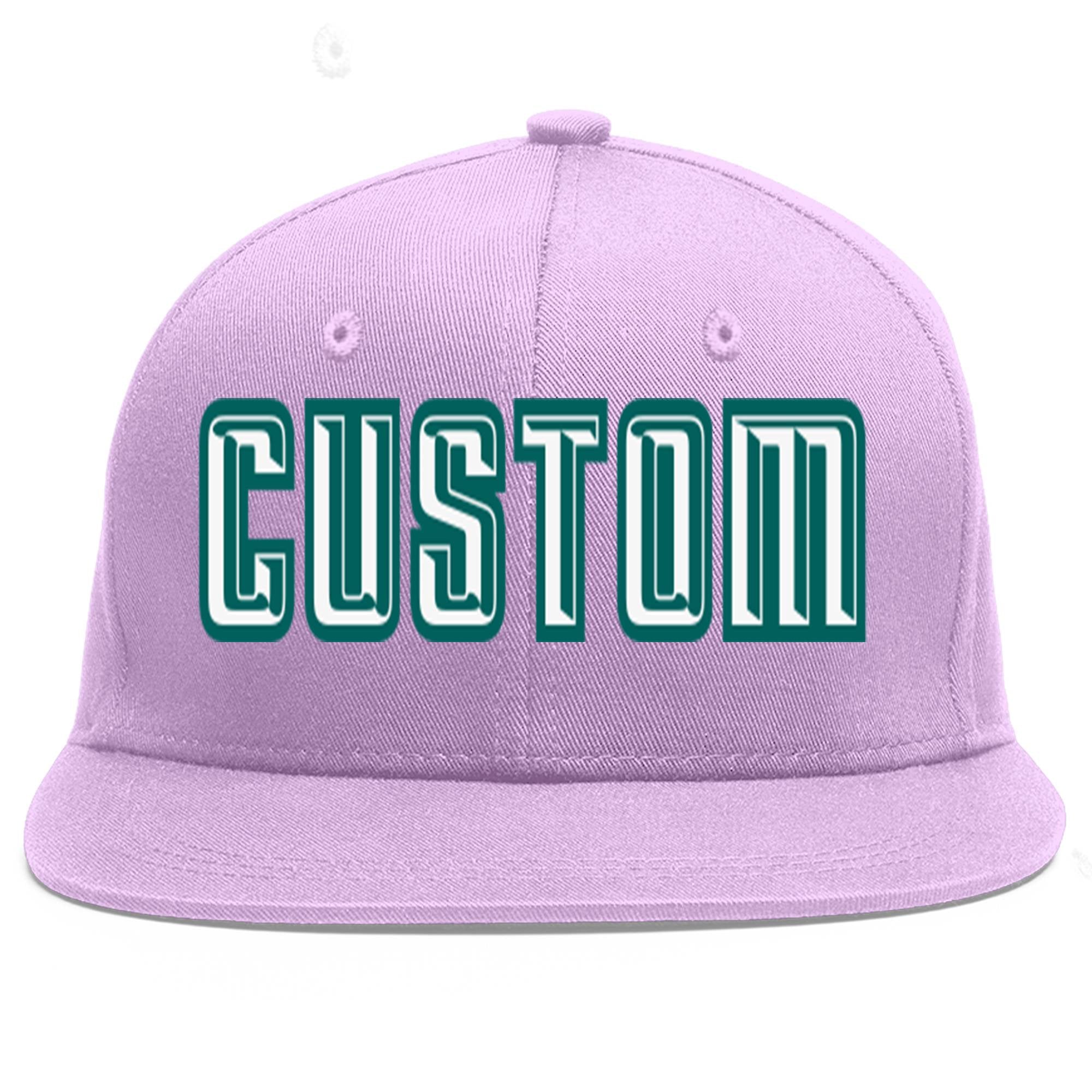 Custom Light Purple White-Aqua Flat Eaves Sport Baseball Cap