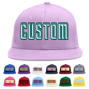 Custom Light Purple White-Aqua Flat Eaves Sport Baseball Cap