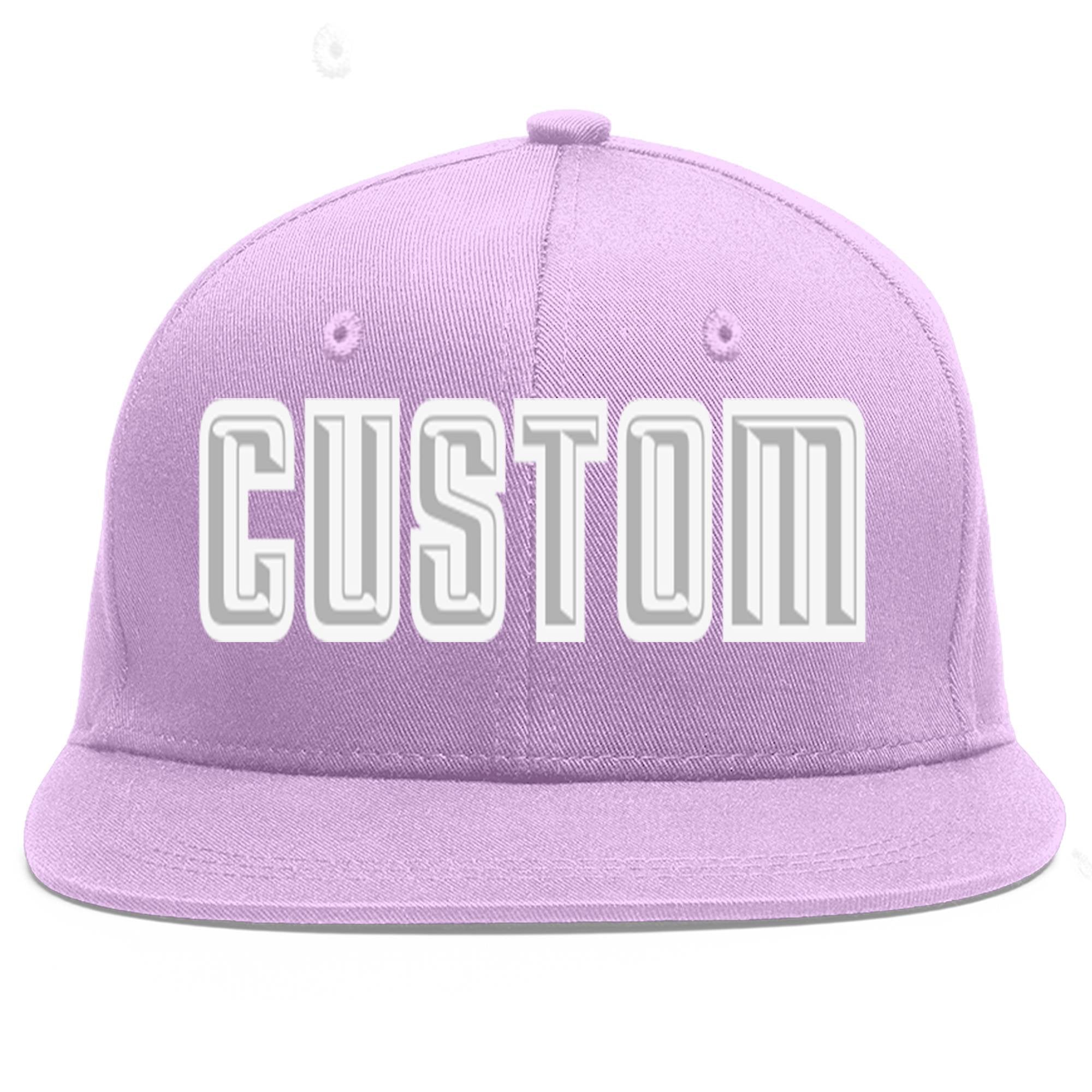 Custom Light Purple Gray-White Flat Eaves Sport Baseball Cap