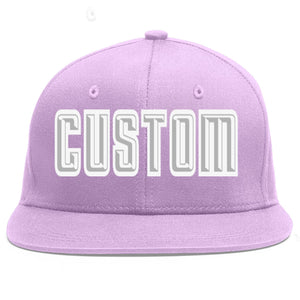 Casquette de baseball de sport personnalisée, violet clair, gris-blanc, à avant-toit plat