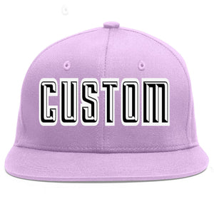 Casquette de baseball de sport personnalisée, violet clair, noir et blanc, avec avant-toit plat