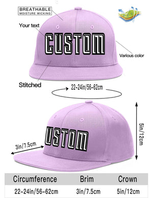 Custom Light Purple White-Black Flat Eaves Sport Baseball Cap