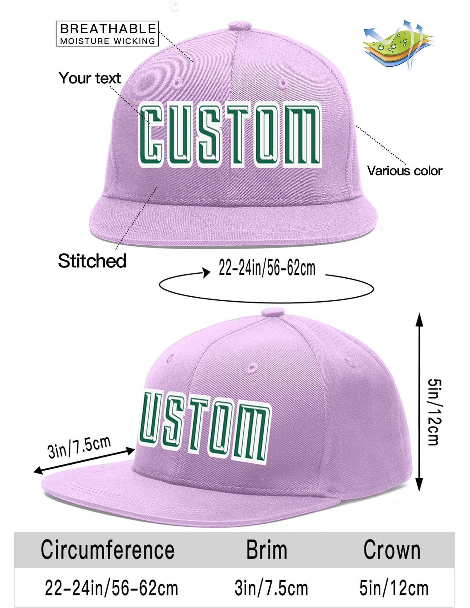 Custom Light Purple Kelly Green-White Flat Eaves Sport Baseball Cap