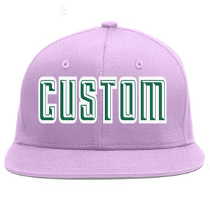 Custom Light Purple Kelly Green-White Flat Eaves Sport Baseball Cap