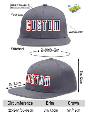 Custom Dark Gray Navy-White Flat Eaves Sport Baseball Cap