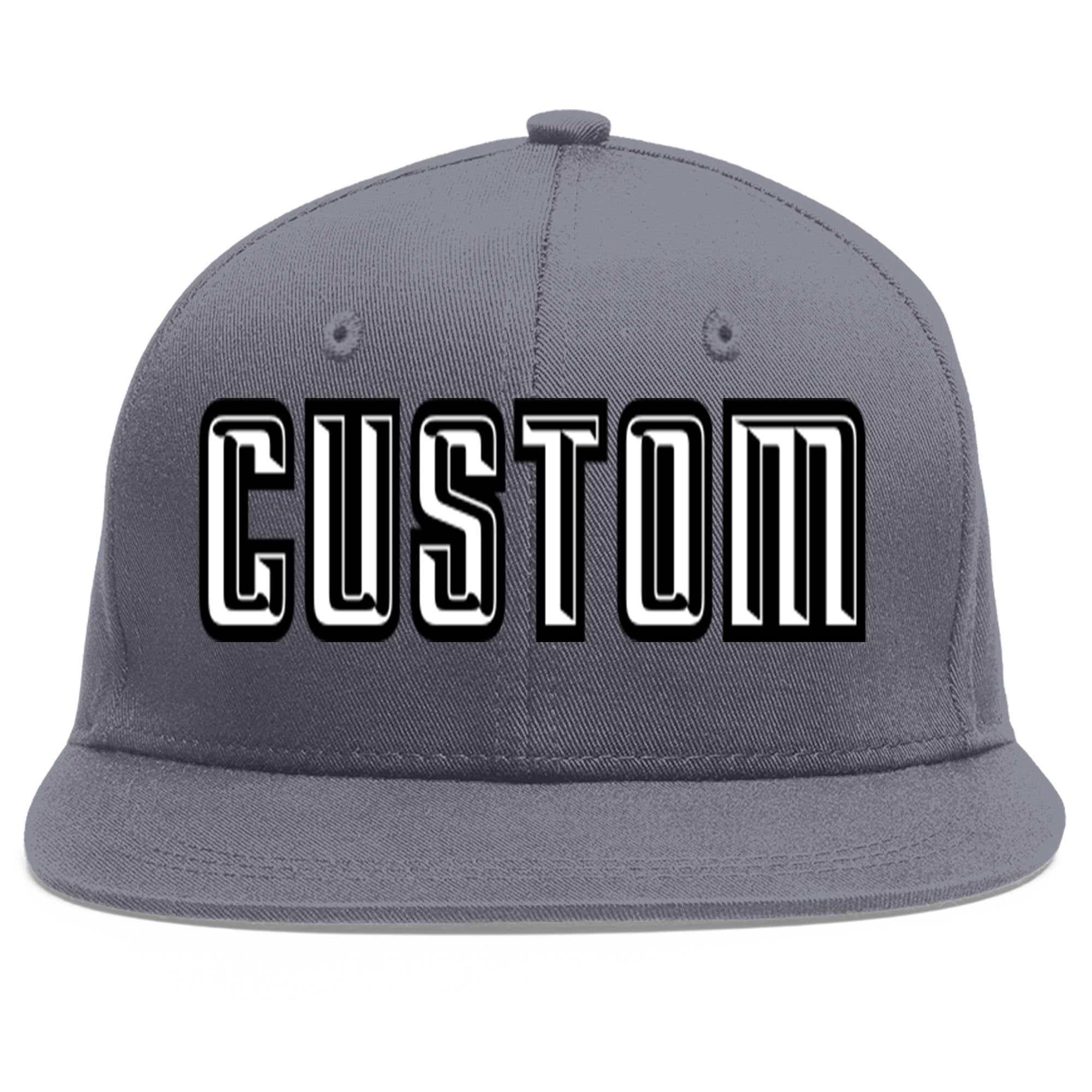 Casquette de baseball sport personnalisée gris foncé blanc-noir Flat Eaves