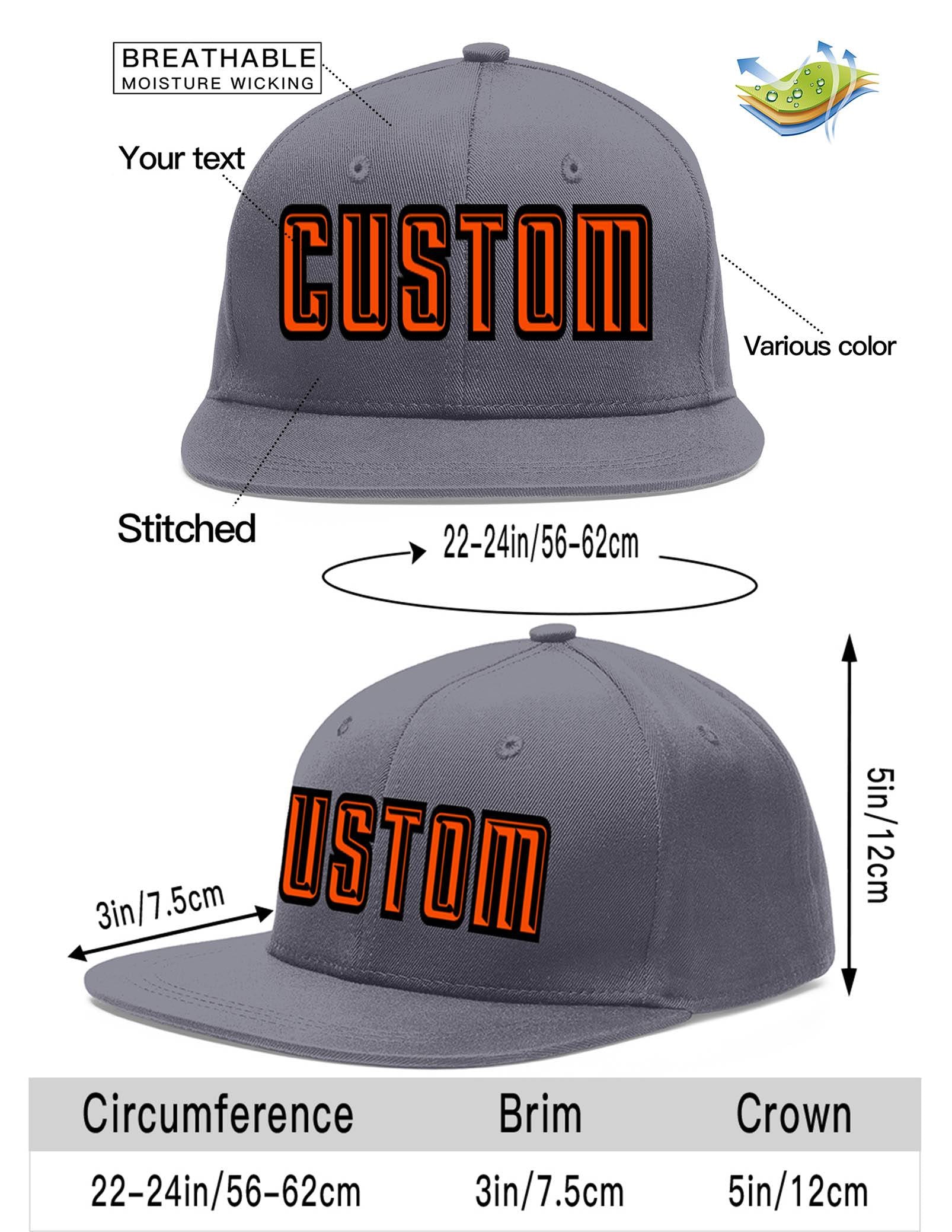 Casquette de baseball sport personnalisée gris foncé orange-noir Flat Eaves