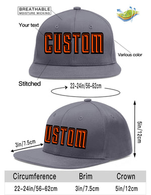 Custom Dark Gray Orange-Black Flat Eaves Sport Baseball Cap