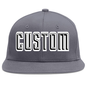 Casquette de baseball sport personnalisée gris foncé noir-blanc