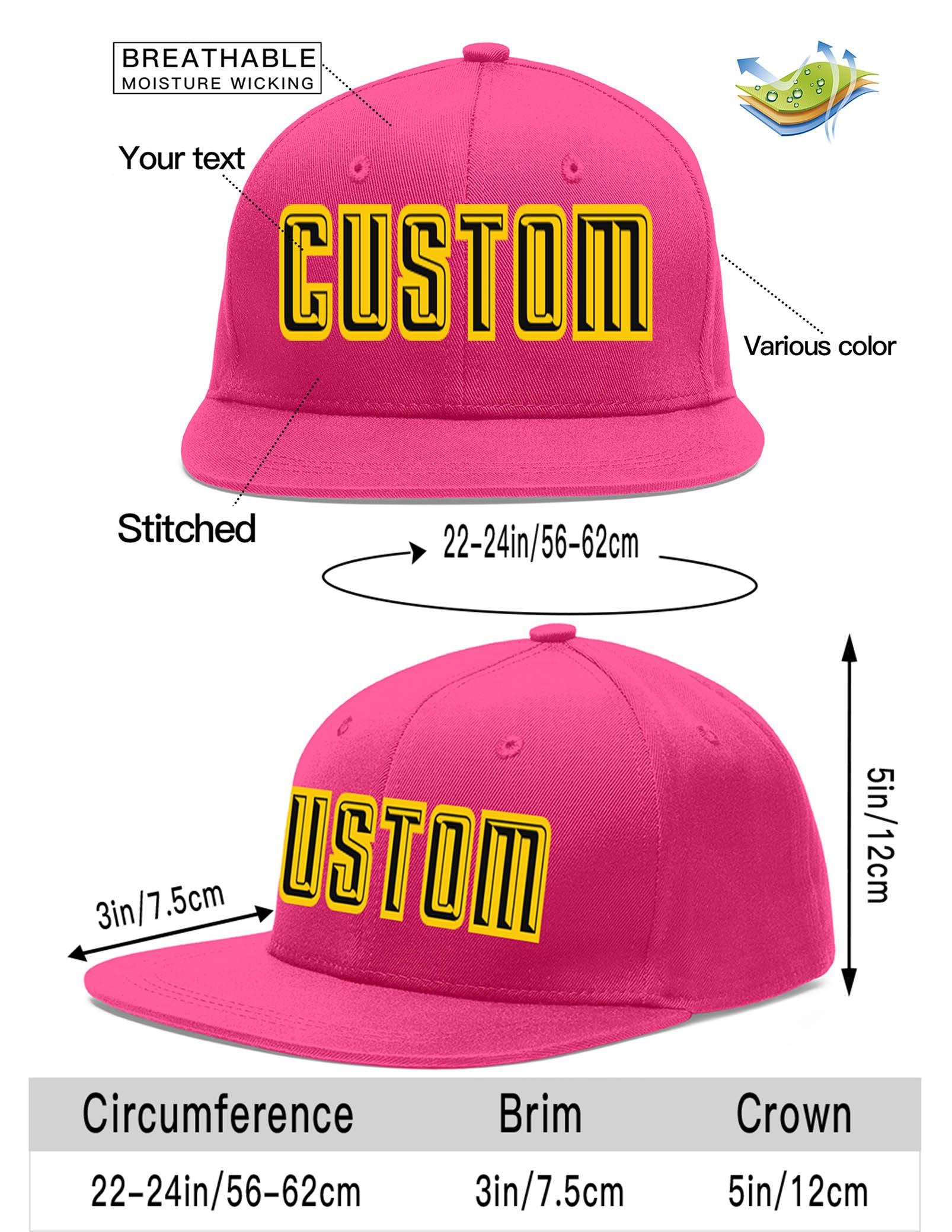 Custom Rose Red Black-Gold Flat Eaves Sport Baseball Cap