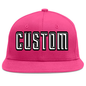 Custom Rose Red White-Black Flat Eaves Sport Baseball Cap