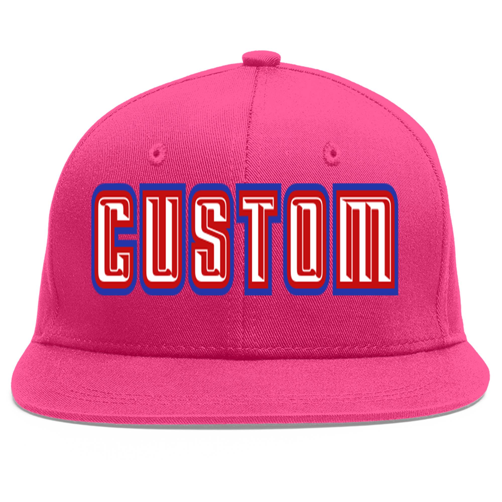 Custom Rose Red White-Red Flat Eaves Sport Baseball Cap