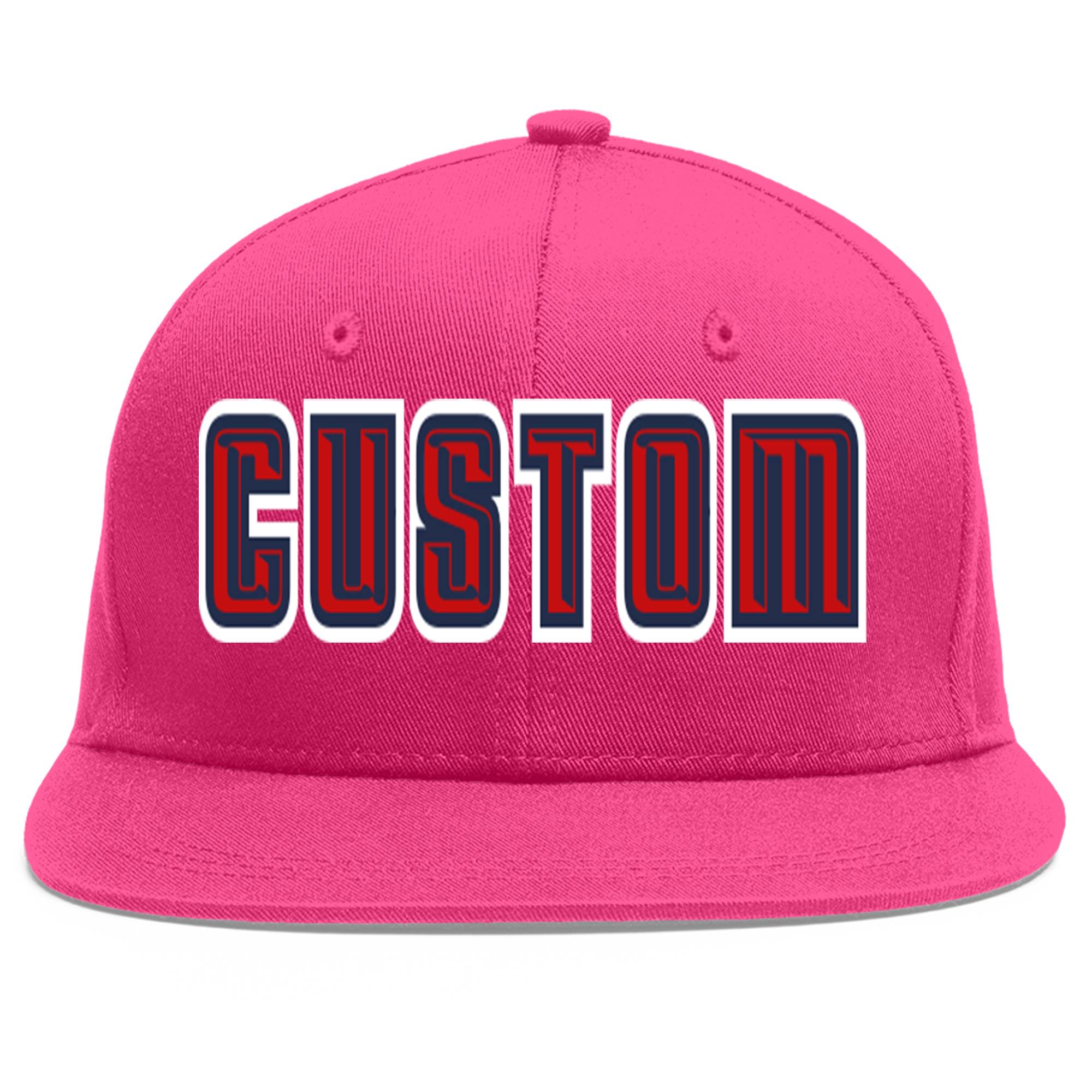 Casquette de baseball sport personnalisée Rose rouge rouge-marine Flat Eaves