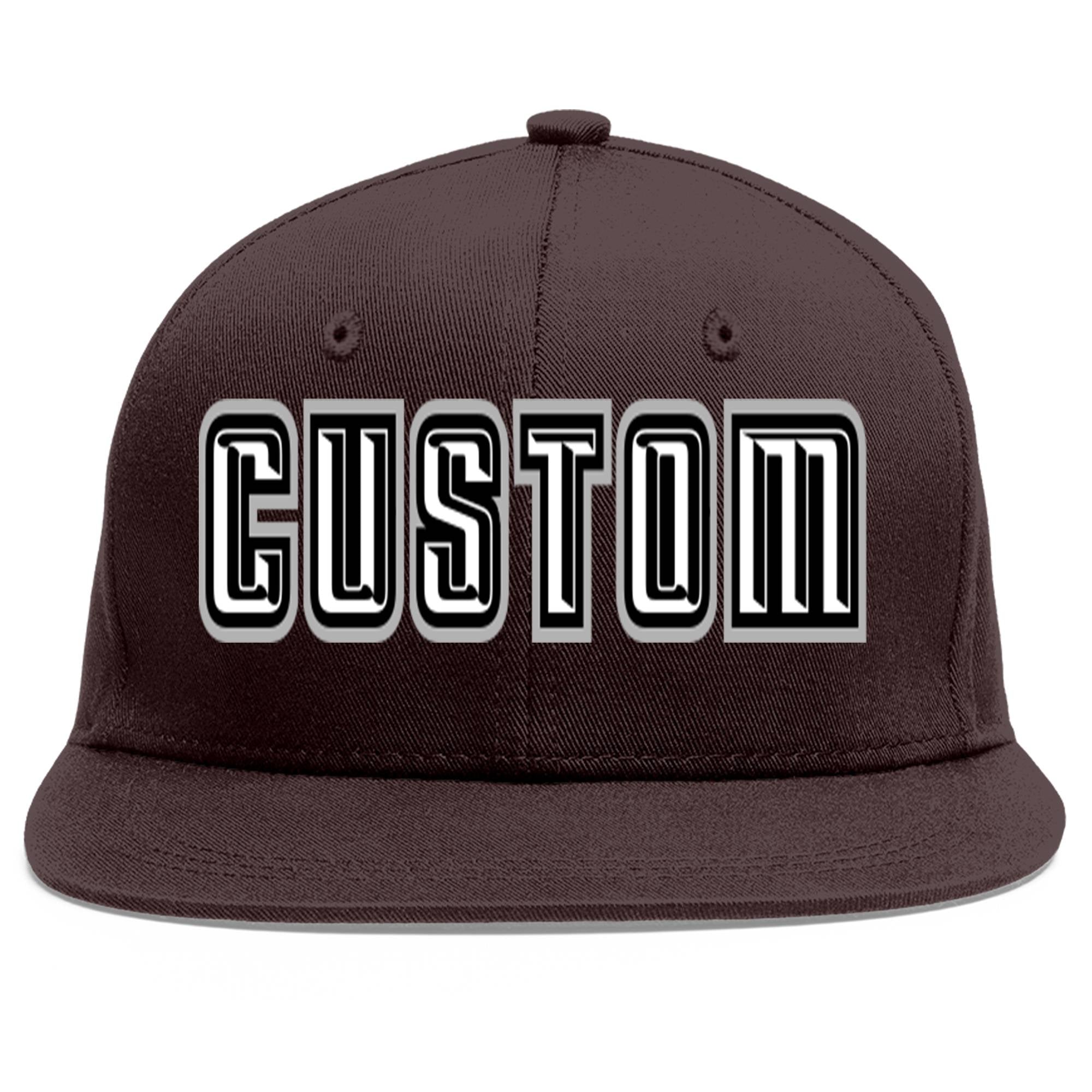 Casquette de baseball sport personnalisée marron blanc-noir Flat Eaves