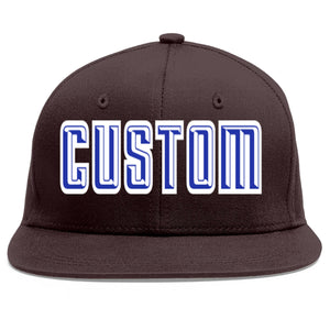 Casquette de baseball sport personnalisée marron Royal-White Flat Eaves