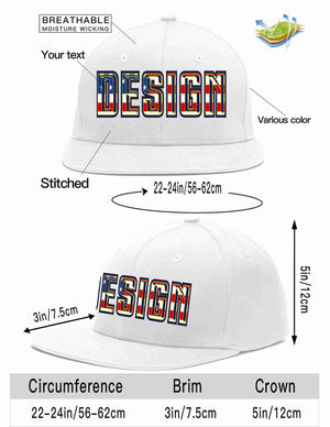 Custom White Vintage USA Flag-Gold Flat Eaves Sport Baseball Cap Design for Men/Women/Youth