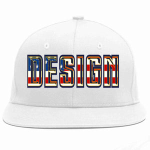 Custom White Vintage USA Flag-Gold Flat Eaves Sport Baseball Cap Design for Men/Women/Youth