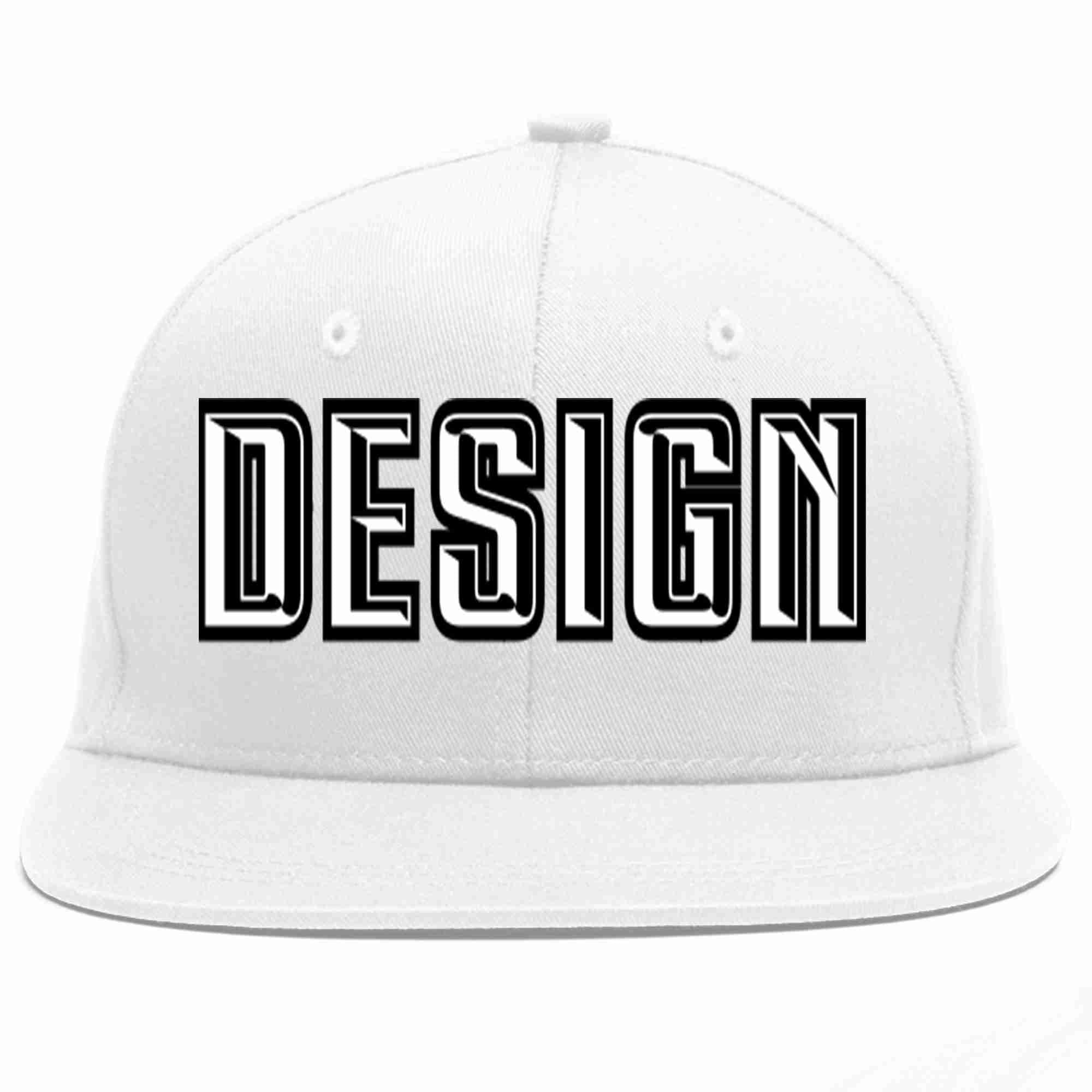 Custom White White-Black Flat Eaves Sport Baseball Cap Design for Men/Women/Youth