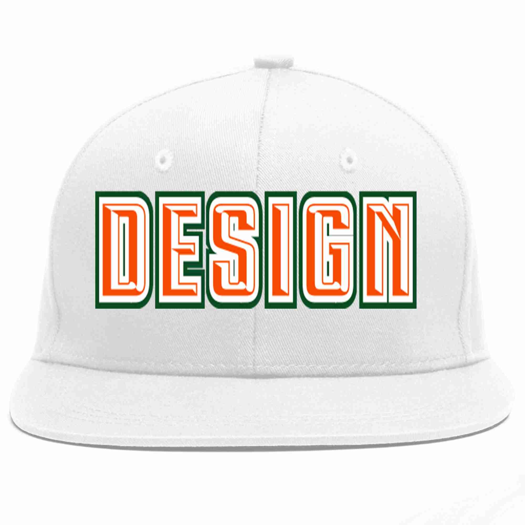 Conception personnalisée de casquette de baseball de sport à avant-toit plat blanc orange-blanc pour hommes/femmes/jeunes