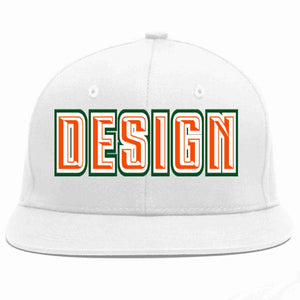 Custom White Orange-White Flat Eaves Sport Baseball Cap Design for Men/Women/Youth